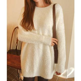 Furry Mini Knit Dress Ivory - One Size
