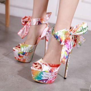 Print Platform Stiletto Sandals