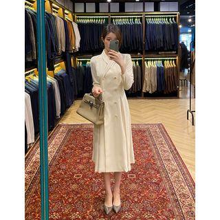 Shawl-collar Double-button Coatdress