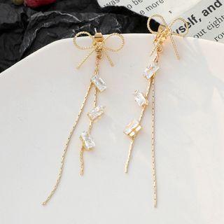 Bow Metal Fringe Dangle Earring 1 Pair - 132 - 925 Silver Needle - Bow - One Size