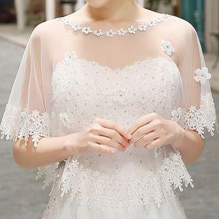 Lace Trim Mesh Capelet