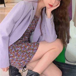 Cropped Blazer / Floral Print Dress