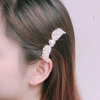 Rhinestone Heart Faux Pearl Hair Clip