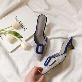 Belted-detail Herringbone Mules