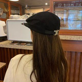 Plain Faux Leather Beret