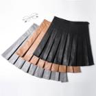 Faux Leather Mini Pleated Skirt