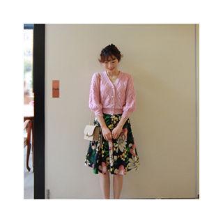 Floral Print Flare Midi Skirt