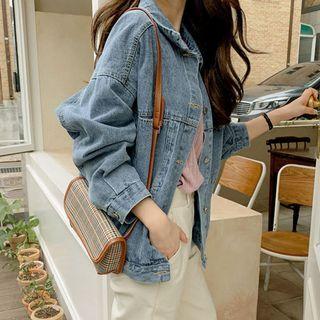 Dual-pocket Boxy Denim Jacket Blue - One Size