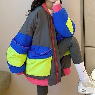Color Block Panel Padded Jacket