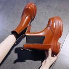 Faux Leather Platform Ankle Chelsea Boots