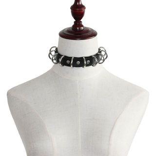 Alloy Hoop Faux Leather Choker