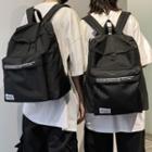 Lettering Lightweight Backpack With Pompom Charm - Black - One Size