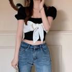 Short-sleeve Bow Crop Top / Mini Dress