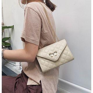 Quilted Faux Leather Ribbon Shoulder Bag