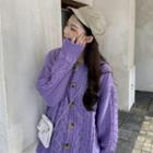 Cable Knit Vest Purple - One Size