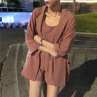 Set: Camisole Top + Shorts + 3/4-sleeve Blazer