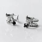925 Sterling Silver Butterfly Faux Crystal Cuff Earring S925 Sterling Silver - 1 Pair - Silver - One Size