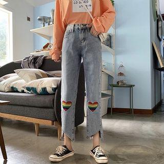 Rainbow-heart Straight-fit Jeans