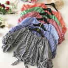Plaid Off-shoulder Balloon-sleeve Blouse