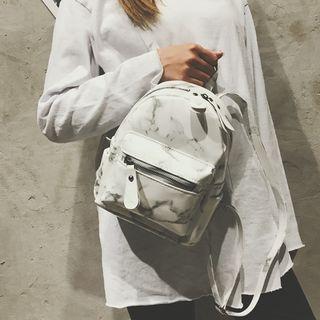 Faux Leather Marble Backpack
