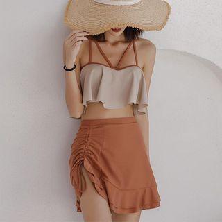 Set: Strappy Swim Top + Shorts + Drawstring Skirt