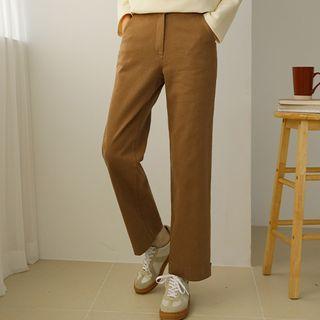 Tab-hem Napped Wide-leg Pants