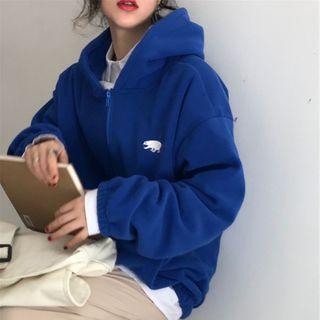 Polar Bear Embroidered Fleece Zip Jacket