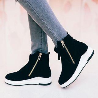 Side-zip Two-tone Ankle Boots