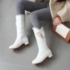 Bow Accent Block Heel Boots