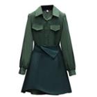 Front-pocket Shirtdress / Mini A-line Skirt / Set