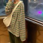 Long-sleeve Striped Oversize Top