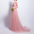 3/4-sleeve Floral Evening Gown