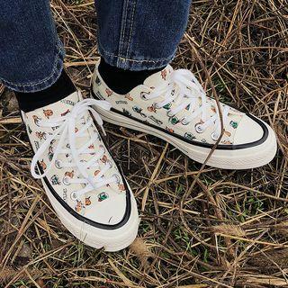 Animal Print Canvas Lace-up Sneakers