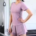 Short-sleeve Plain Sports Top / Sweatshorts / Set