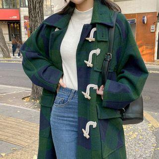 Plus Size Toggle-button Long Duffle Coat