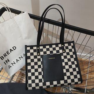 Check Tote Bag Black - One Size