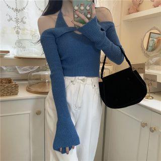 Set: Halter Neck Camisole Top + Bell-sleeve Shrug
