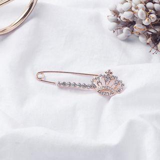 Rhinestone Crown Brooch As Shown In Figure - One Size
