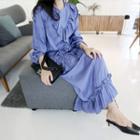 Zip-back Frilled Maxi Dress