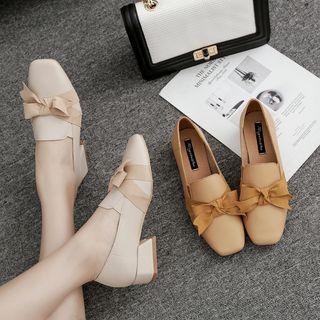 Bow Accent Chunky-heel Loafers