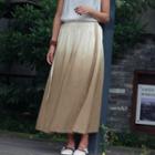 Gradient Elastic-waist Skirt Khaki - One Size