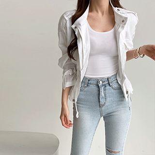 Band-waist Linen Blend Jacket