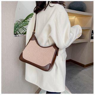 Fleece Panel Zip Crossbody Bag