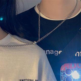Couple Matching Magnetic Necklace 1 Pc - Silver - One Size