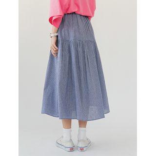 Pluse Size Band-waist Gingham Skirt