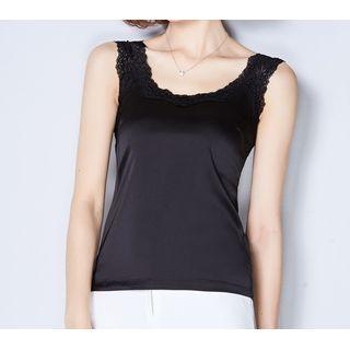 Lace Trim Satin Tank Top