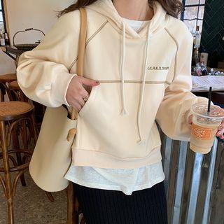 Stitched Trim Letter Hoodie