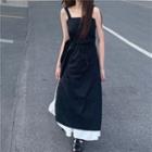 Set: Sleeveless Midi A-line Dress + Midi Skirt Black & White - One Size