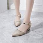 Glitter Pointed Block Heel Sandals
