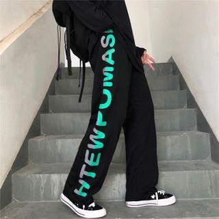Couple Matching Letter Print Wide-leg Pants